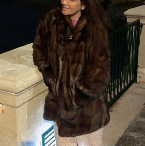 Beautiful mink fur coat horizontal pelts